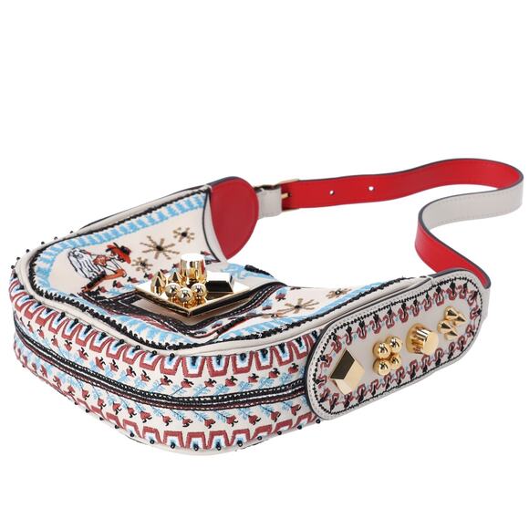 Christian Louboutin Carasky Mini Shoulder Bag 3225075 Cream Red Multi Leather - Picture 4 of 8